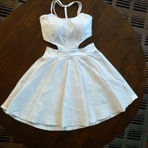 White side cut out Graduation Dress